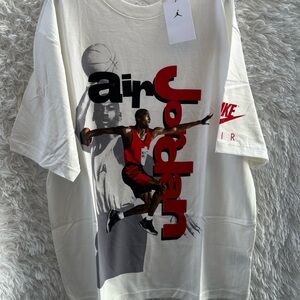 Nike Air Jordan White Tee with Red and Black Graphics
